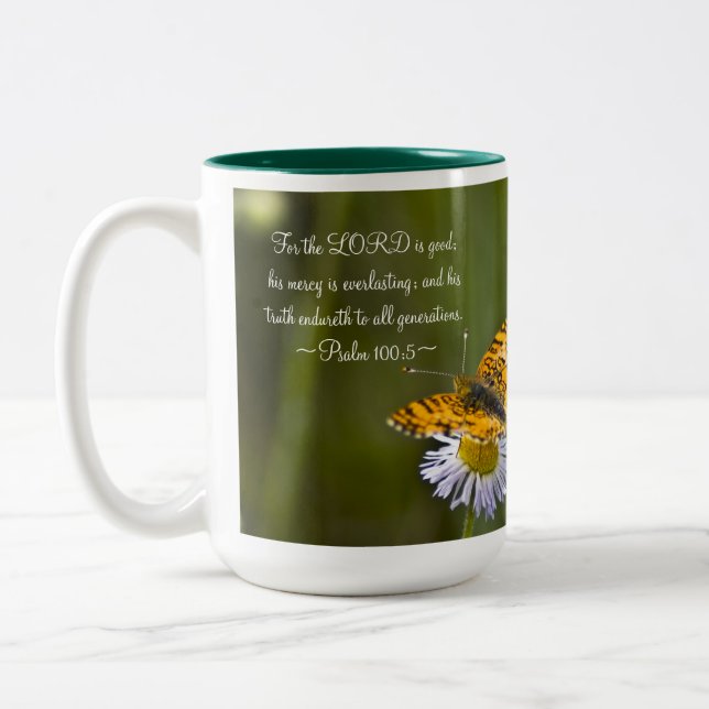 Caneca De Café Em Dois Tons Salmo 100:5 (Esquerda)