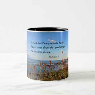 Caneca De Café Em Dois Tons Salmo 103:2 Deixe que eu elogie o Senhor...