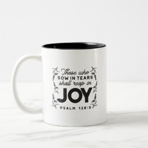 Caneca De Café Em Dois Tons Salmo 126:5 Tipografia das Escrituras – Colher com