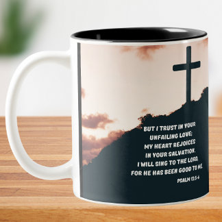 Caneca De Café Em Dois Tons Salmo 13:15 Cante Para Deus Verso Bíblia