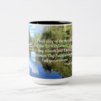 Caneca De Café Em Dois Tons Salmo 89:1 Cantarei as misericórdias do Senhor
