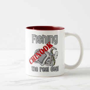 Caneca De Café Em Dois Tons Salmões de Chinook da pesca a pesca do negócio do