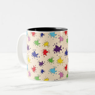 Caneca De Café Em Dois Tons salpico de tinta colorida respingo de tinta