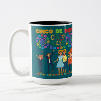 Caneca De Café Em Dois Tons Salsa sunset celebration dark teal