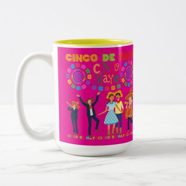 Caneca De Café Em Dois Tons Salsa sunset celebration hot pink (Esquerda)