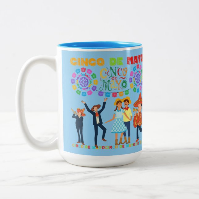 Caneca De Café Em Dois Tons Salsa sunset celebration sky blue (Esquerda)