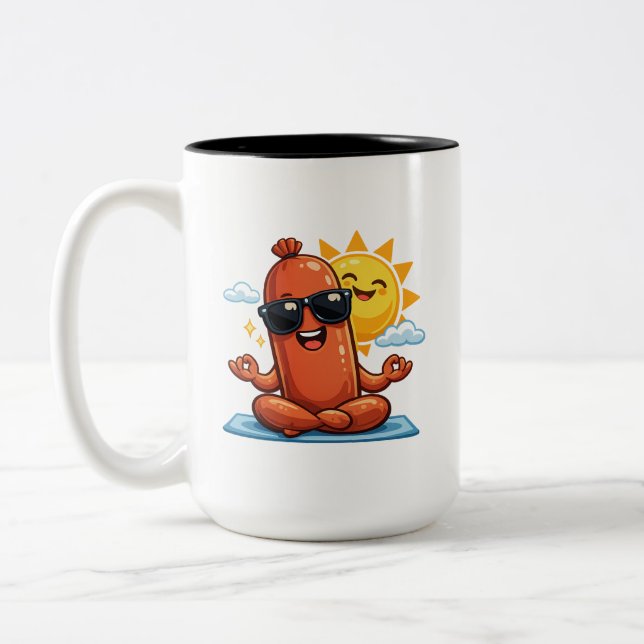 Caneca De Café Em Dois Tons Salsicha Yoga (Esquerda)