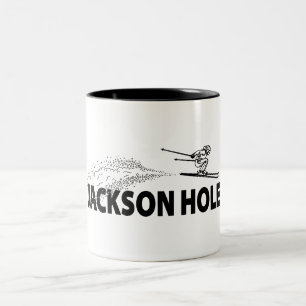 Caneca De Café Em Dois Tons Saltador de Esqui de Jackson Hole Wyoming