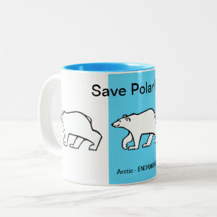 Caneca De Café Em Dois Tons Salva as BARRAS Polares - Animais ameaçados - Azul
