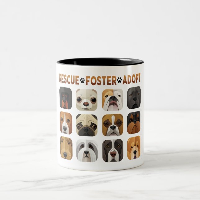 Caneca De Café Em Dois Tons Salvamento Foster Adotar Mug (Centro)