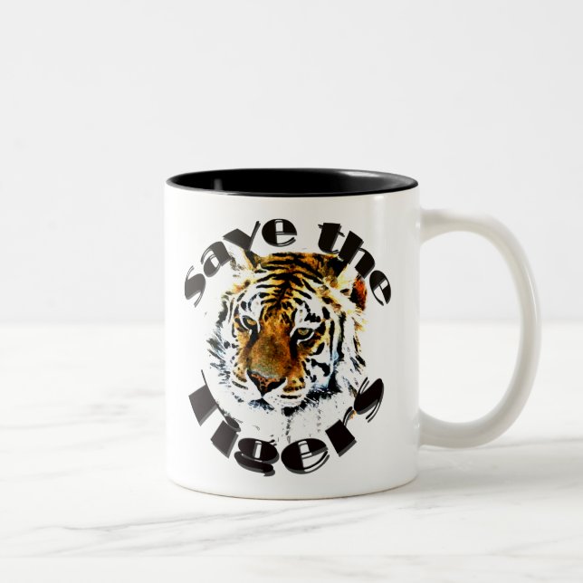 Caneca De Café Em Dois Tons Salvar os tigres (Direita)