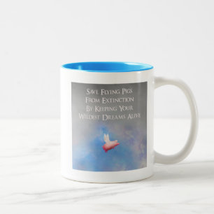 Caneca De Café Em Dois Tons Salvar Porcos Voadores