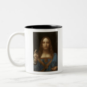 Caneca De Café Em Dois Tons Salvator Mundi , pintura de Cristo,Vinci