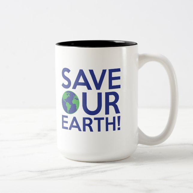 Caneca De Café Em Dois Tons Salve nossa Terra (Direita)