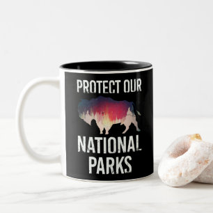 Caneca De Café Em Dois Tons Salve Nossos Parques Nacionais Retro Bison Explora