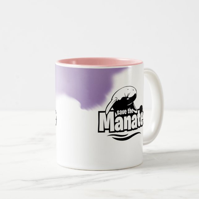 Caneca De Café Em Dois Tons Salve O Manatee Mug (Frente Esquerda)