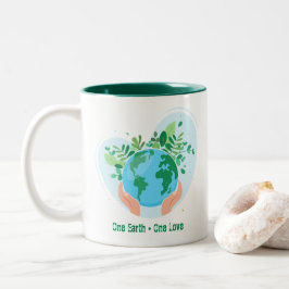 Caneca De Café Em Dois Tons Salve o Planeta. One Earth One Love