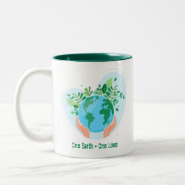 Caneca De Café Em Dois Tons Salve o Planeta. One Earth One Love