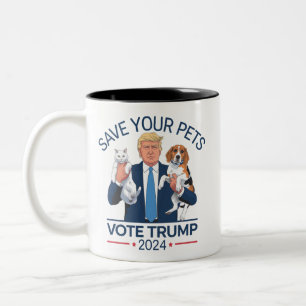 Caneca De Café Em Dois Tons Salve Seus Animais Vote no Trump Citação da Eleiçã