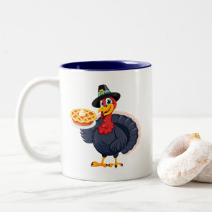 Caneca De Café Em Dois Tons Salve Um Peru Coma Torta Engraçado Feliz Dia de Aç
