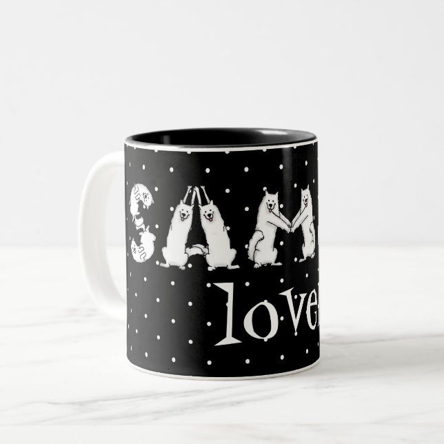 Caneca De Café Em Dois Tons Sammy Ortografou em Samoyed Dog Letters (Frente Esquerda)