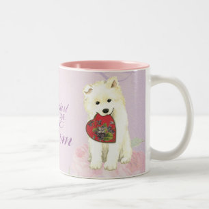 Caneca De Café Em Dois Tons Samoyed Heart Mãe