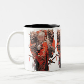 Caneca De Café Em Dois Tons Samurai Girl