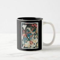 Samurai mata um demônio, pintura japonesa antiga