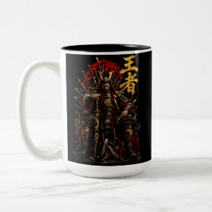 Caneca De Café Em Dois Tons Samurai Rei – Trono de Espadas Guerreiro Japonês