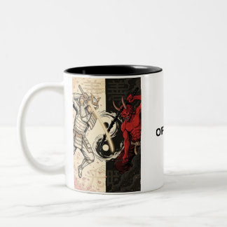 Caneca De Café Em Dois Tons Samurai vs Japanese Oni Demon Dual Yin Yang Graphi