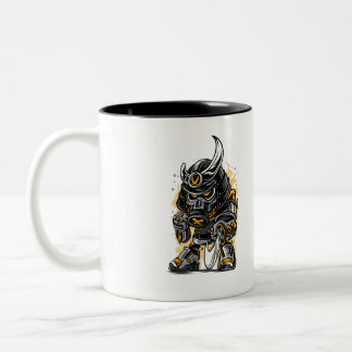 Caneca De Café Em Dois Tons Samurai Warrior Gas Mask Art | Fierce Modern Samur