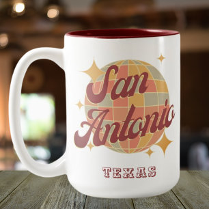 Caneca De Café Em Dois Tons San Antonio City Texas Retro Vintage