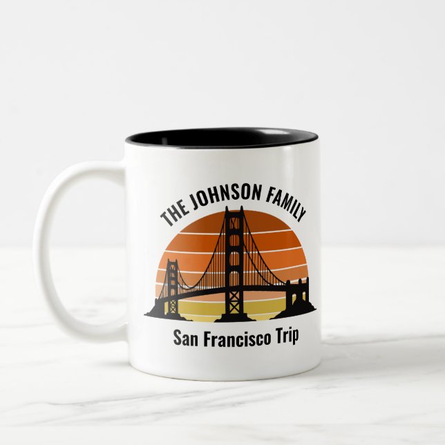 Caneca De Café Em Dois Tons San Francisco Bridge Sunset Trip Souvenir (Esquerda)