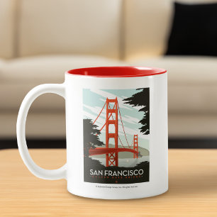 Caneca De Café Em Dois Tons San Francisco, CA - golden gate bridge