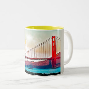 Caneca De Café Em Dois Tons San Francisco golden gate bridge. EUA, América