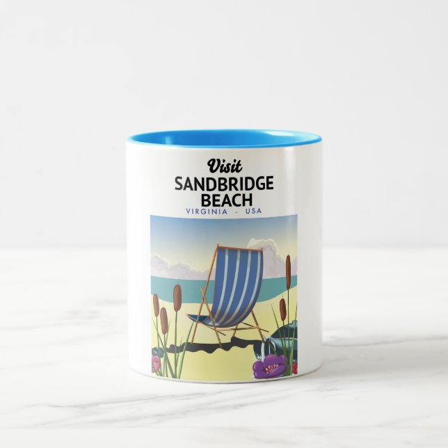 Caneca De Café Em Dois Tons Sandbridge Beach Virginia USA, (Centro)