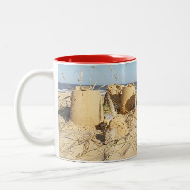 Caneca De Café Em Dois Tons Sandcastle na praia (Esquerda)