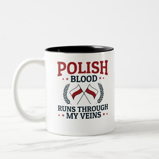 Caneca De Café Em Dois Tons Sangue Polonês Atravessa Minhas Veias Polônia Pols (Esquerda)