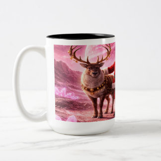 Caneca De Café Em Dois Tons Santa Arrives on Pink Planet