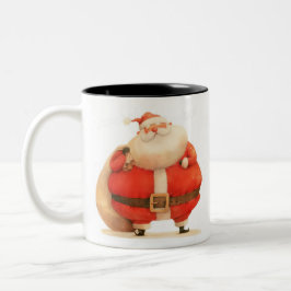 Caneca De Café Em Dois Tons Santa Claus com ilustração de mala gigante