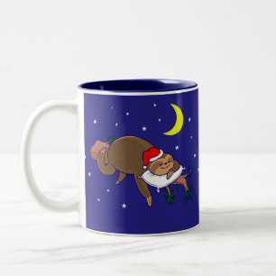 Caneca De Café Em Dois Tons santa claus preguiçoso natal