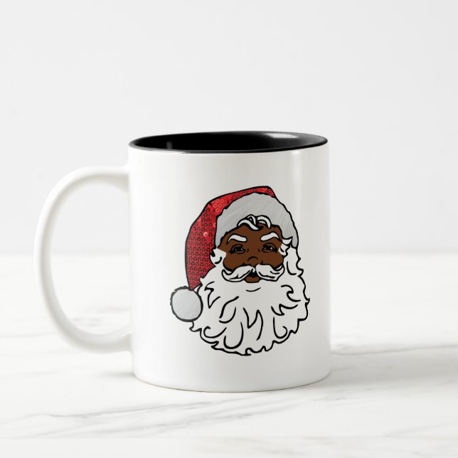 Caneca De Café Em Dois Tons santa claus preto sequestrado (Esquerda)