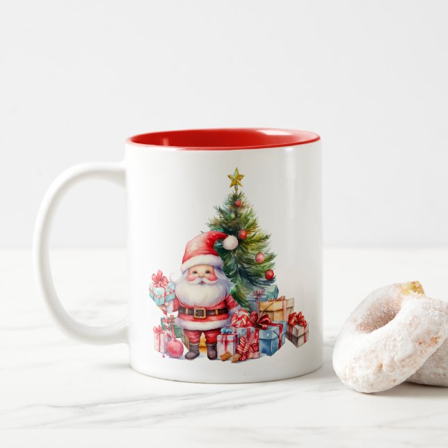 Caneca De Café Em Dois Tons Santa Clause (Com Donut)