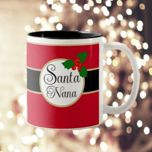 Caneca De Café Em Dois Tons Santa Nana! Presente Divertido de Natal