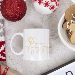 Caneca De Café Em Dois Tons Santa no Trenó de Renas no Natal com Leite de Caca