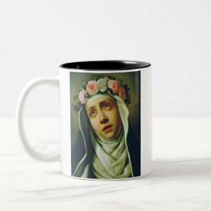 Caneca De Café Em Dois Tons Santa Rosa de Lima Anjo do Peru Arte Fino
