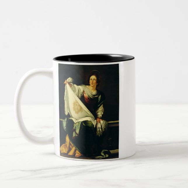 Caneca De Café Em Dois Tons Santa Verônica Arte O Milagre do Santo Rosto (Esquerda)