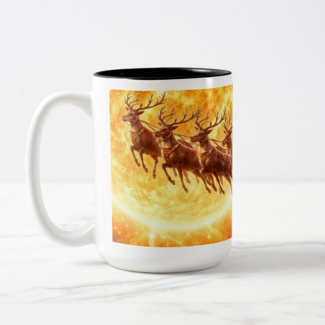 Caneca De Café Em Dois Tons Santa Voa Por Um Sol (Esquerda)