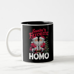 Caneca De Café Em Dois Tons Santas Favoritas Homo Gay Natal do Orgulho LGBTQ