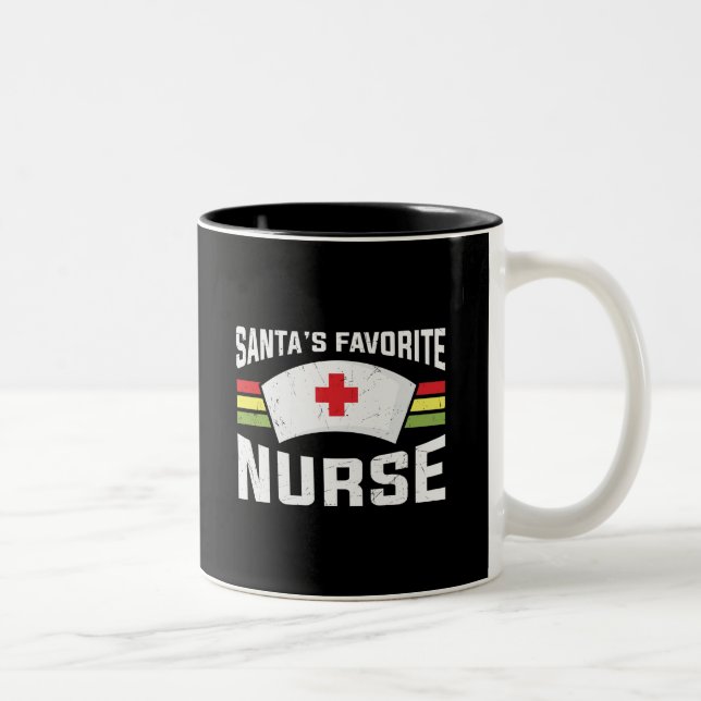 Caneca De Café Em Dois Tons Santa's Favorite Nurse (Direita)